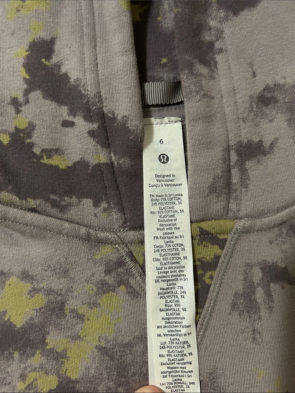lululemon athletica Olive, purple & Gray Tie-Dye Cowl Hoodie Size 6 - Picture 2 of 6